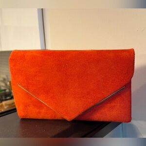 Elegant Orange Suede Clutch